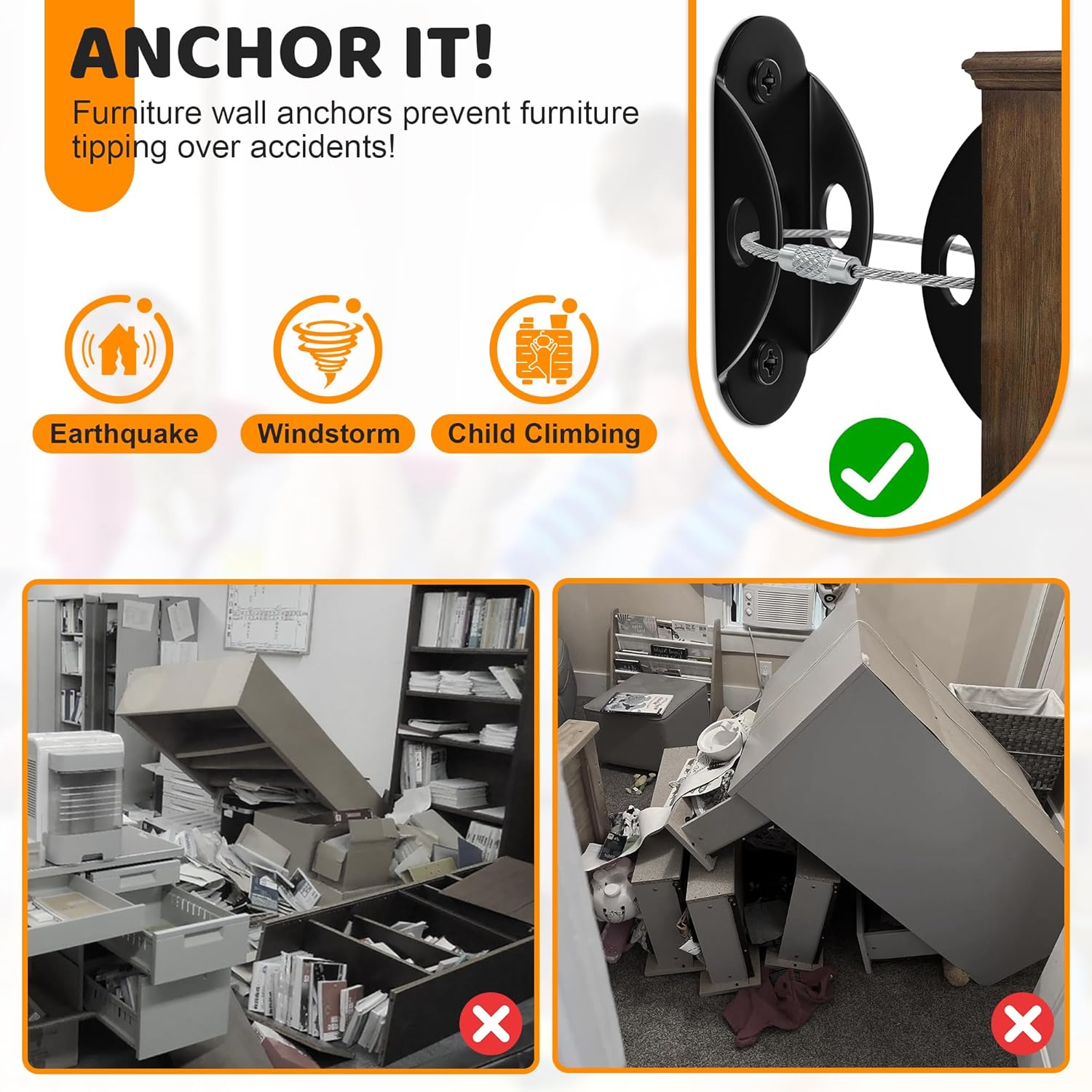 6 Set Devrilme Önleyici Mobily - Earthquake Anchor Strap incelemesi ve fiyatı